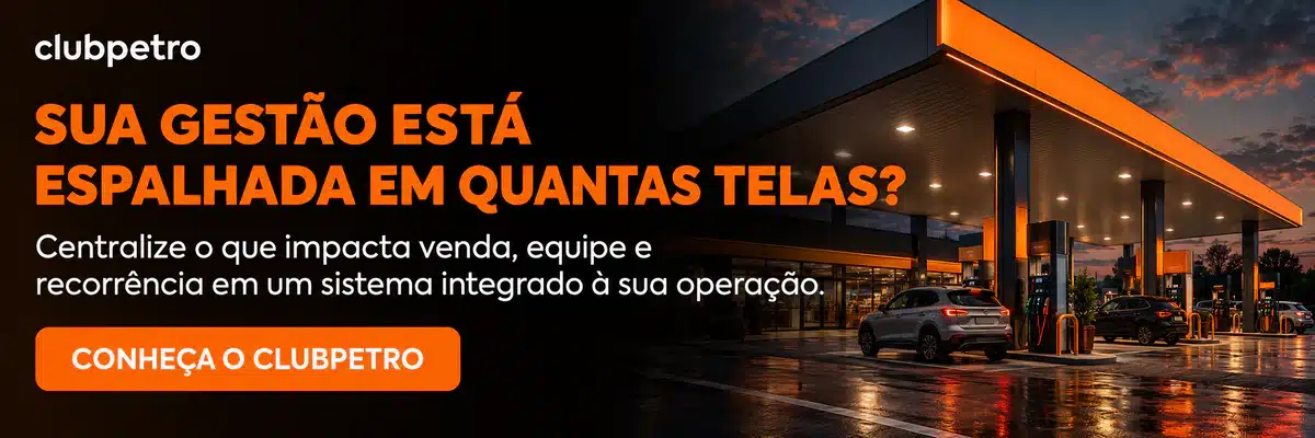 Sua gestão está espalhada em quantas telas? Centralize o que impacta venda, equipe e recorrência em um sistema integrado à sua operação. Conheça o ClubPetro.