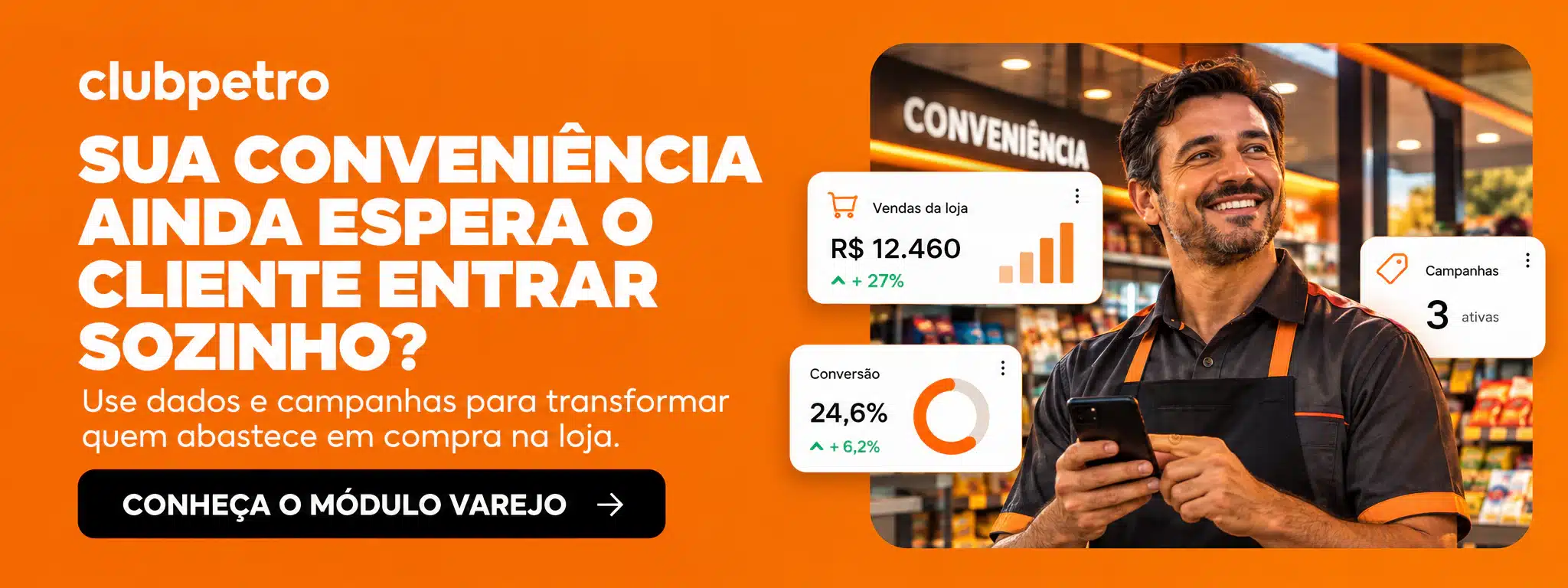 Sua conveniência ainda espera o cliente entrar sozinho? Use dados e campanhas para transformar quem abastece em compra na loja. Conheça o Módulo Varejo.